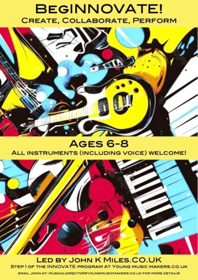 We’re very excited to launch BEGINNOVATE — a fun, creative music group designed especially for young beginners! Please email John at admin@youngmusicmakers for more details!
